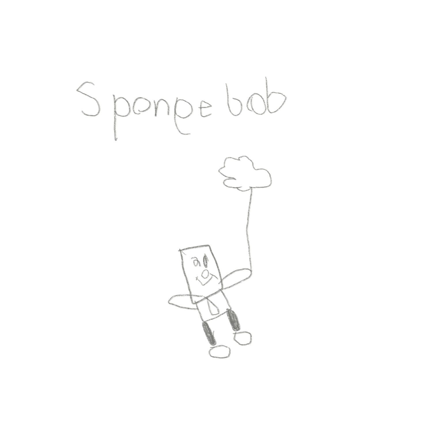 earliest found drawing of 'spongebob', 2001, spongebob appears to floating while holding a balloon- perhaps in reference to season 2 episode 27b 'Life of Crime' 