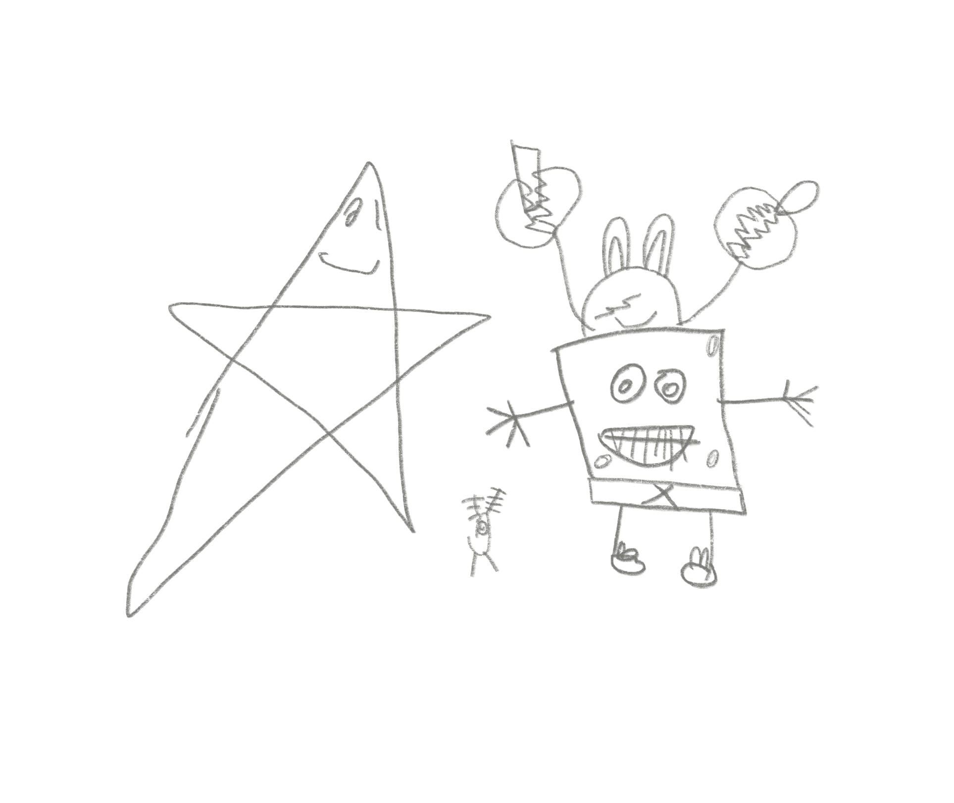 a drawing of patrick, plankton, spongebob and mr.krabs with money in his hands emerging from behind spongebob, 2002