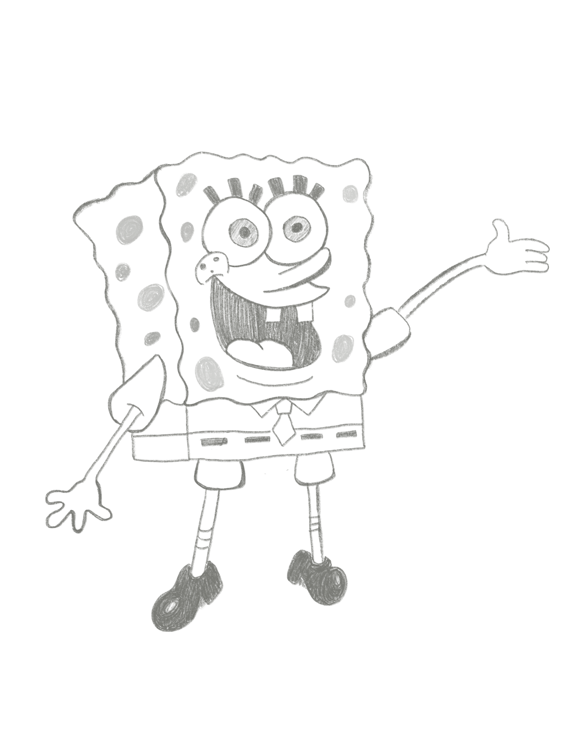 a drawing of spongebob. the intent of this drawing was to learn how to properly draw spongebob, 2011